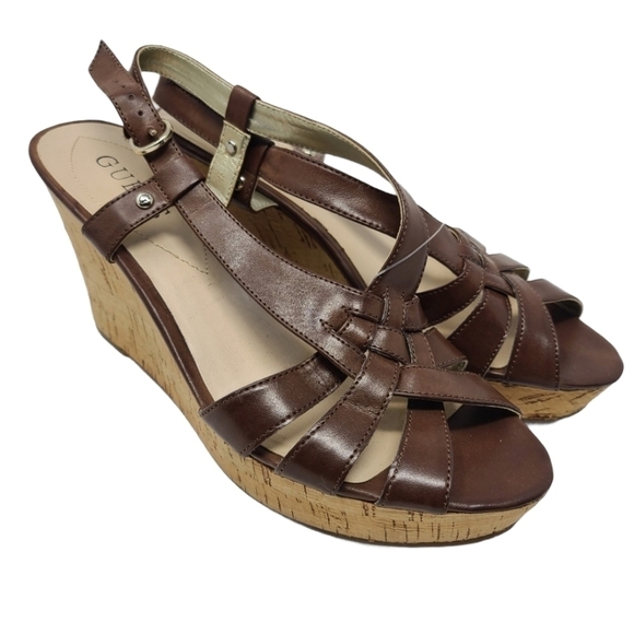 Guess | Strappy Kayce Wedge Platform Sandals (Size 8M) - Picture 1 of 12